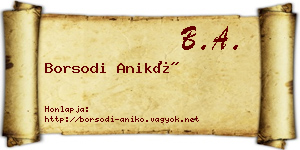 Borsodi Anikó névjegykártya