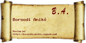 Borsodi Anikó névjegykártya